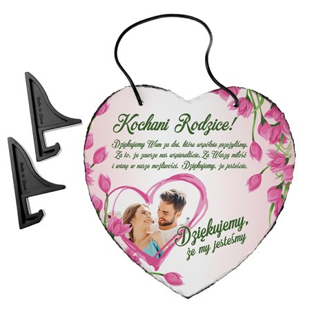 Foto granit (płyta granitowa) w kształcie serca z Twoim zdjęciem- prezent dla rodziców.