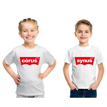 Zestaw koszulek dziecięcych "Córuś", "Synuś" - krótki rękaw- do wyboru.