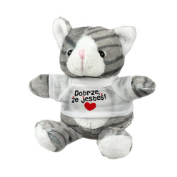 Mały pluszowy kotek "Dobrze, że jesteś"- ok. 16cm.