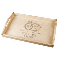 Taca z grawerem specjalnie dla Młodej Pary "Obrączki"-...