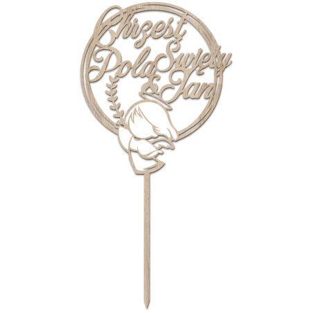 Topper na tort z okazji Chrztu Świętego - z imieniem.