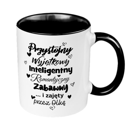 Kubek 330 ml kolorowy "Przystojny, ale zajęty" z personalizacją.