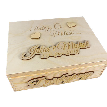 Pudełko pamiątkowe ślubne dla pary młodej- piękne opakowanie na prezent.