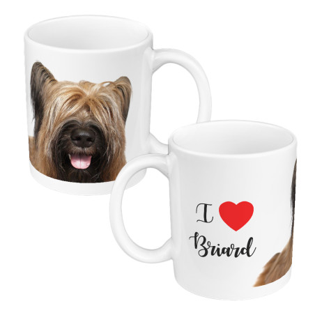 Kubek 330 ml kolorowy z grafiką dla miłośników psów rasy Briard.