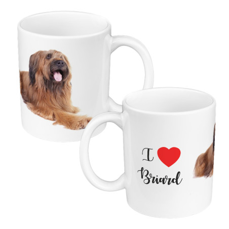 Kubek 330 ml kolorowy z grafiką dla miłośników psów rasy Briard.