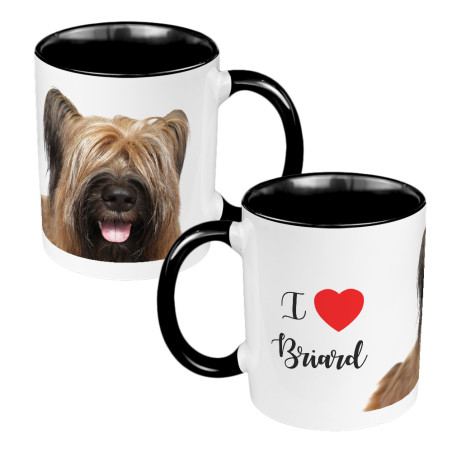 Kubek 330 ml kolorowy z grafiką dla miłośników psów rasy Briard.