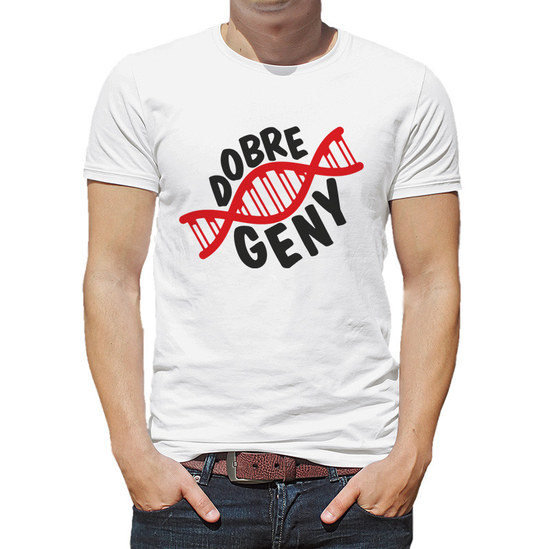 Śmieszna koszulka z napisem "Dobre geny".