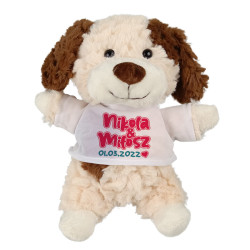 Puszysty piesek z grafiką "Z imionami i datą ślubu lub...