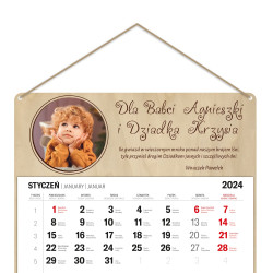 Kalendarz drewniany ze zdjęciem na dzień babci lub dziadka. 2