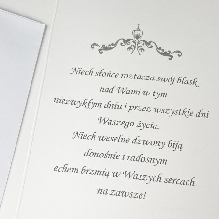 Ręcznie robiona kartka z życzeniami na Ślub- super pamiątka dla Młodej Pary- złoty glamour.