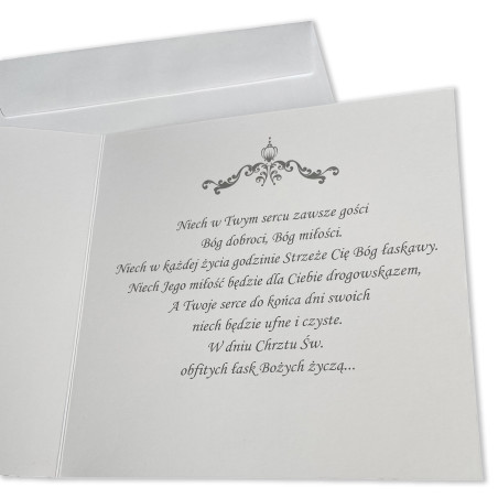 Ręcznie robiona kartka z życzeniami na Chrzest- super pamiątka dla dziecka oraz Rodziców- aniołek biały.