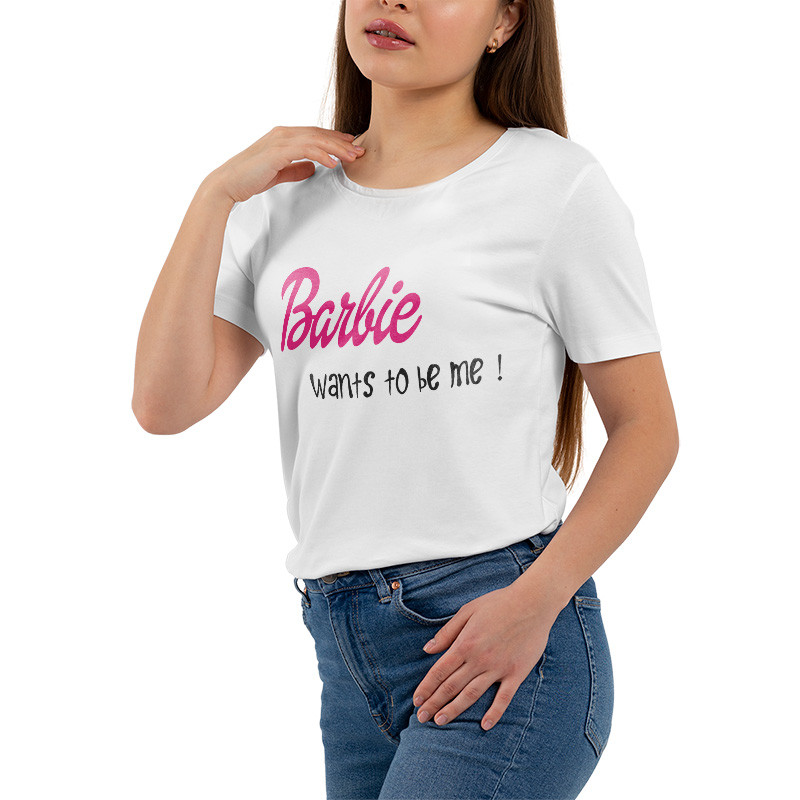 Koszulka damska taliowana "Barbie want to be me".