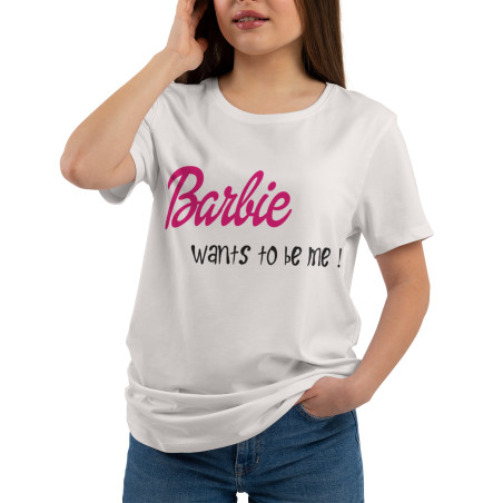 Koszulka damska taliowana "Barbie want to be me".