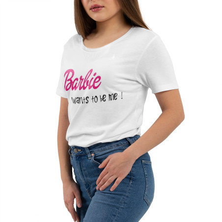Koszulka damska taliowana "Barbie want to be me".