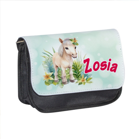 Piórnik personalizowany z imieniem dziecka i grafiką "Źrebak"- dla miłośniczki koni.