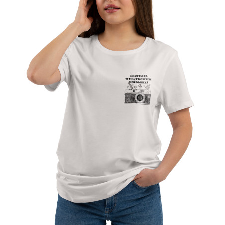 Koszulka damska taliowana dla Pani Fotograf "Tropiciel wyjątkowych wspomnień" .