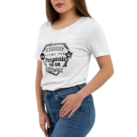 Koszulka damska taliowana "Jestem mała, ale jak Ci przywalę to się zdziwisz".