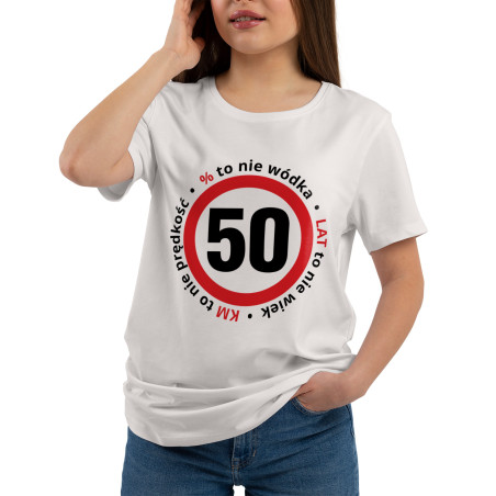 Koszulka damska taliowana z 50 okazji urodzin.
