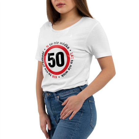 Koszulka damska taliowana z 50 okazji urodzin.