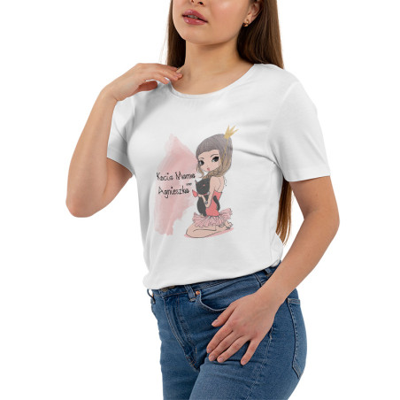 Koszulka damska taliowana "Kocia mama"- z personalizacją.