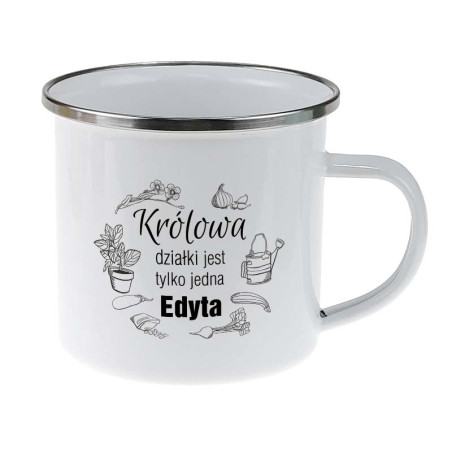 Kubek emaliowany dla królowej działki- podaj imię oraz wybierz kolor.