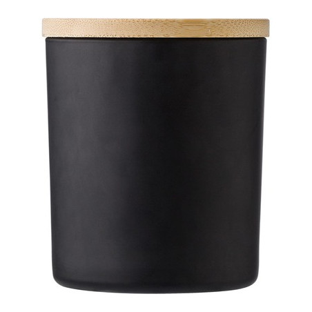 Duża świeczka zapachowa w szklanym słoiczku z bambusowym wieczkiem- czarna.