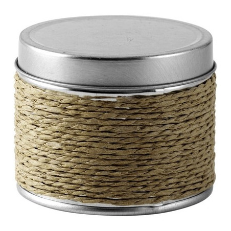 Mała świeczka zapachowa w metalowym słoiczku - zapach cynamonu.