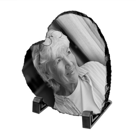 Płyta granitowa ze zdjęciem nadrukowanym w technologii sublimacji (niewyczuwalny, trwały nadruk)- serce.