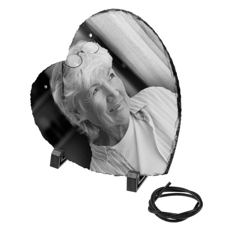 Płyta granitowa ze zdjęciem nadrukowanym w technologii sublimacji (niewyczuwalny, trwały nadruk)- serce.