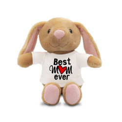 Królik brązowy dla mamy- Best mum ever- 18cm.