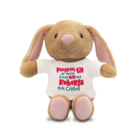 Królik brązowy dla bliskiej Ci osoby- Przytulaj się do...- różowy lub pomarańczowy - 18cm.