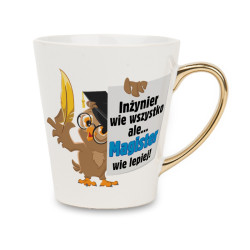 Biały kubek latte ze złotym uchwytem - Inżynier wie... 2