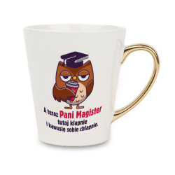 Biały kubek latte ze złotym uchwytem - A teraz Pani... 2
