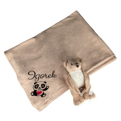 Miś trzymający koc między łapkami z imieniem dziecka- z...