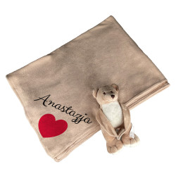 Miś trzymający koc między łapkami z imieniem dziecka- z...