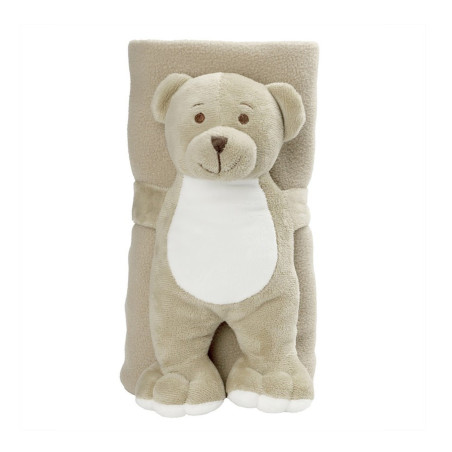 Miś trzymający koc między łapkami z imieniem dziecka- z okazji narodzin- miś blue.