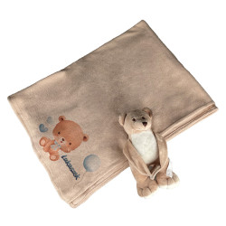 Miś trzymający koc między łapkami z imieniem dziecka- z...