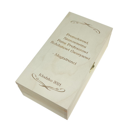 Skrzynka na whisky ( na butelkę 0,5 , 0,7l , 1l) dla Promotora z podziękowaniami.