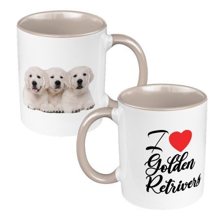 Kubek 330 ml kolorowy z grafiką dla miłośników psów rasy Golden Retriver.