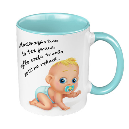Kubek 330 ml kolorowy dla młodych rodziców "Macierzyństwo to też praca..." - wzór 4.