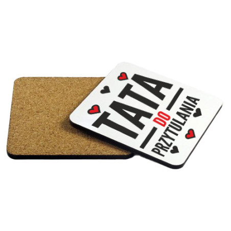 Zestaw - kubek latte z podkładką na kubek - "Tata do przytulania" - świetny prezent na dzień ojca.