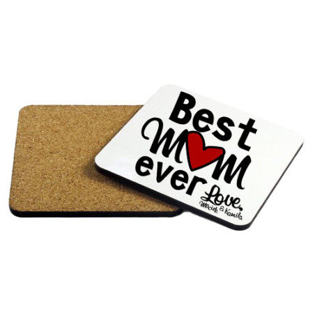 Zestaw - kubek latte z podkładką na kubek - "Best mum ever".