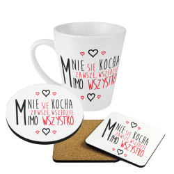 Zestaw - kubek latte z podkładką na kubek - "Mnie się...