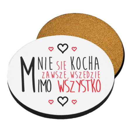 Zestaw - kubek latte z podkładką na kubek - "Mnie się kocha".