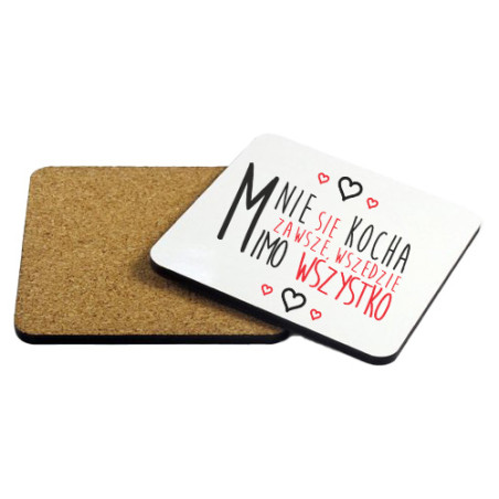 Zestaw - kubek latte z podkładką na kubek - "Mnie się kocha".