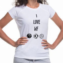 Koszulka na WF z napisem "I love WF" - damska.