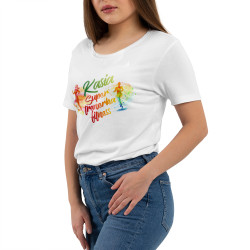 Koszulka sportowa oddychająca z tekstem "Super trenerka fitness" - damska. 2