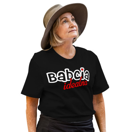 Koszulka damska specjalnie dla babci z napisem "Babcia idealna".