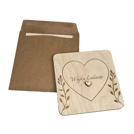 Prośba "Czy zostaniesz moim Ojcem Chrzestnym?" - ze sklejki, grawerowana, otwierana- dla Chrzestnego.