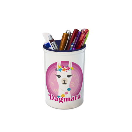 Pojemnik na przybory szkolne personalizowany (kredki, ołówki, długopisy)  "Lama"